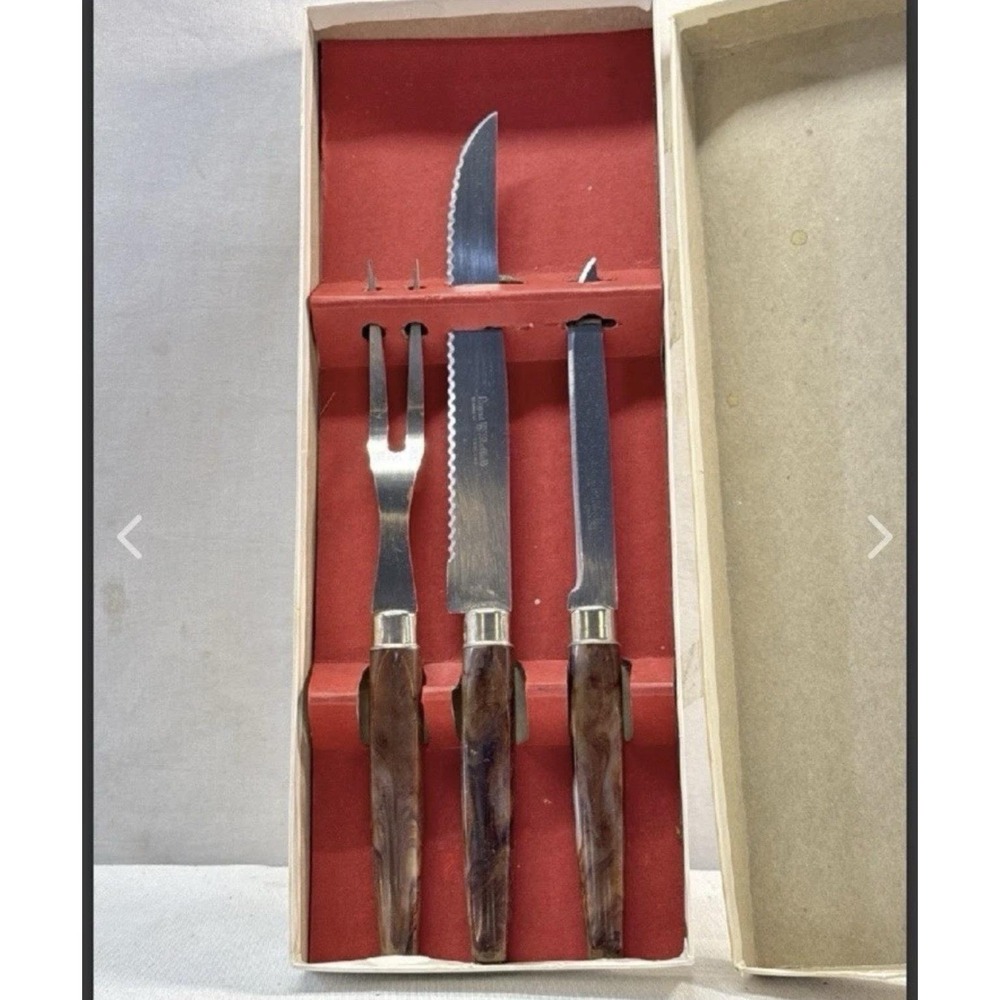 Vtg Regent Sheffield‎ England Knives 3 Cultlery Piece Set Stainless BinR